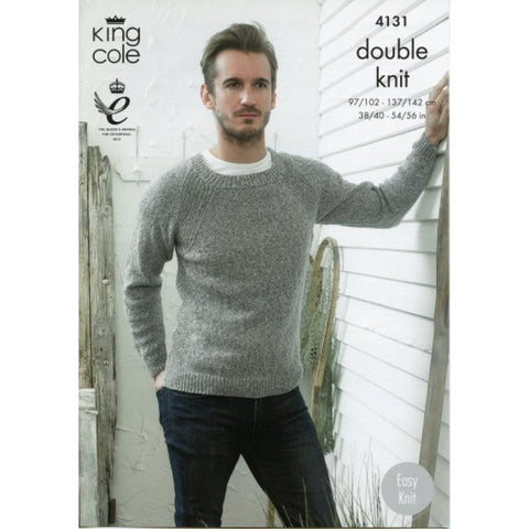 King Cole Authentic Cotton Mix DK Pattern 4131 - Pullover & V-Neck Cardigan - NOW €1.00
