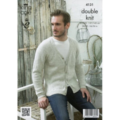 King Cole Authentic Cotton Mix DK Pattern 4131 - Pullover & V-Neck Cardigan