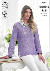 King Cole Giza Cotton DK Pattern 4166 - Sweater & Cardigan