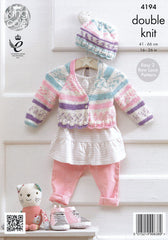 King Cole Cherish & Cherished DK Pattern 4194 - Cardigans and Hat