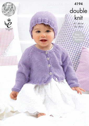 King Cole Cherish & Cherished DK Pattern 4194 - Cardigans and Hat