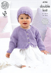 King Cole Cherish & Cherished DK Pattern 4194 - Cardigans and Hat
