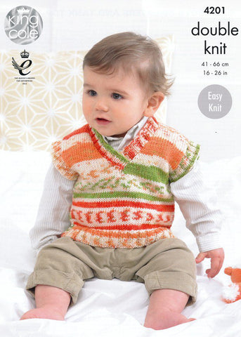 King Cole Cherished and Cherish DK Pattern 4201 - Boys Sweater and Tank Top
