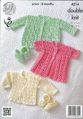 King Cole Comfort DK Pattern 4214 - Matinee Coats, Cardigan & Shoes