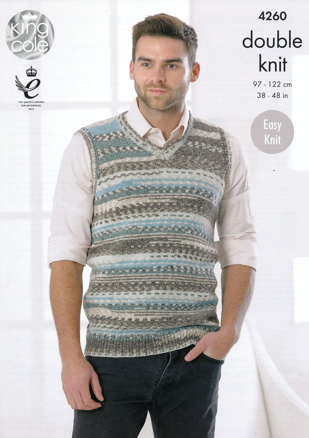 King Cole Drifter DK Pattern 4260 - Mens Slipover & Waistcoat - Crafty