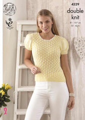 King Cole Giza Cotton DK Pattern 4529 - Top & Cardigan