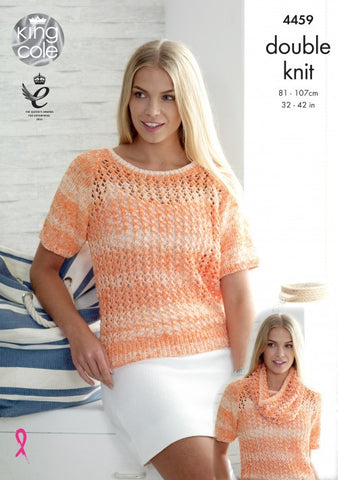 King Cole Vogue DK Pattern 4459 - Ladies Lace Sweaters & Snood - NOW €1.00