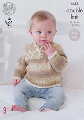 King Cole Drifter DK for Baby Pattern 4488 - Sweaters, Slipovers & Hat