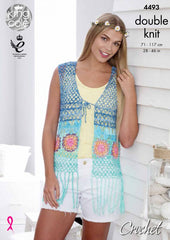 King Cole Vogue DK Crochet Pattern 4493 - Waistcoat & Kimono Style Cardigan - NOW €1.00