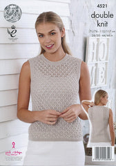 King Cole Smooth DK Pattern 4521 - Round & V Neck Lace Tops - NOW €1.00