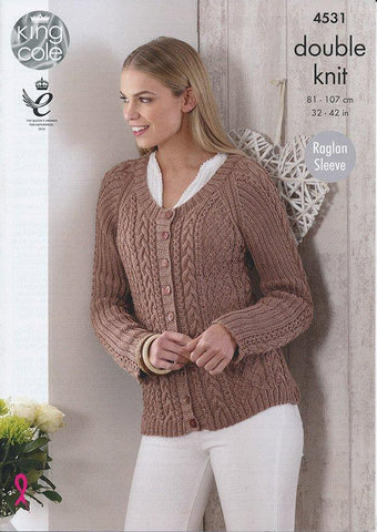 King Cole Giza Cotton DK Pattern 4531 - Top & Cardigan