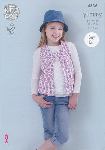 King Cole Yummy Pattern 4536 - Waistcoat, Cardigan & Hat