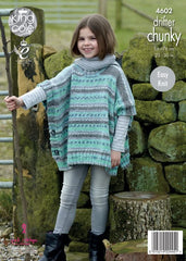 King Cole Drifter Chunky Pattern 4602 - Girls Ponchos