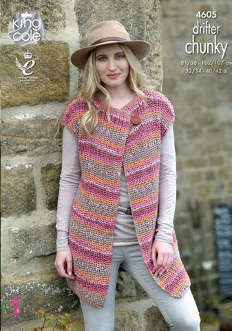 King Cole Drifter Chunky Pattern 4605 - Ladies' Waistcoats