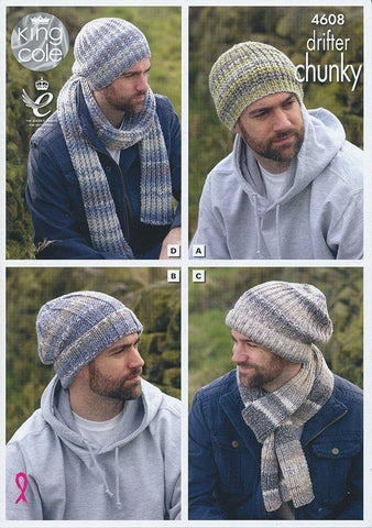 King Cole Drifter Chunky Pattern 4608 - Hats & Scarves