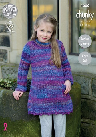 King Cole Corona Chunky Pattern 4666 - Tunic & Sleeveless Cardigan - NOW €1.00