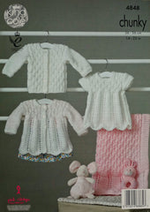 King Cole Big Value Baby Chunky Pattern 4848 - Matinee Coat, Angel Top, Cardigan & Blanket