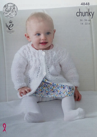 King Cole Big Value Baby Chunky Pattern 4848 - Matinee Coat, Angel Top, Cardigan & Blanket