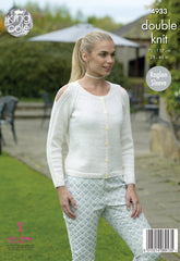 King Cole Luxury Merino DK Pattern 4933 - Cardigan & Sweater with keyhole sleeves