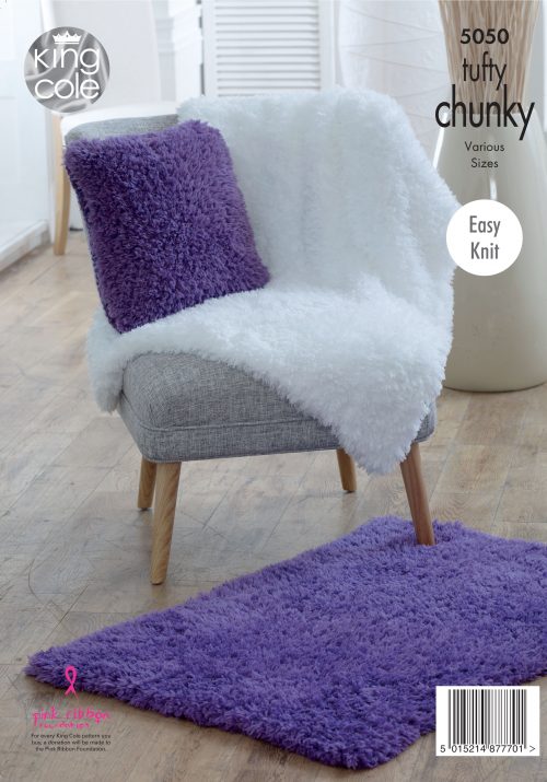 King Cole Tufty Super Chunky Pattern 5050 Blankets Cushions Rugs Crafty