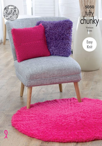 King Cole Tufty Super Chunky Pattern 5050 - Blankets, Cushions & Rugs