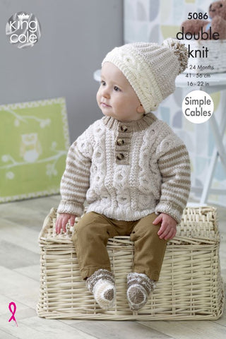 King Cole Cherished DK Pattern 5086 - Sweaters, Hats & Socks