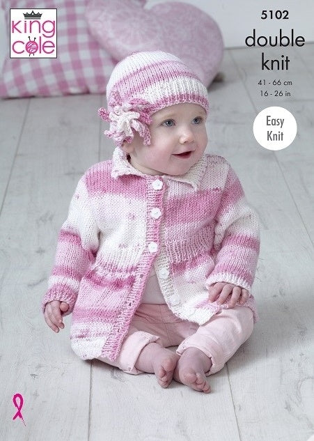 King Cole Cottonsoft Baby Crush DK Pattern 5102- Coats & Hat
