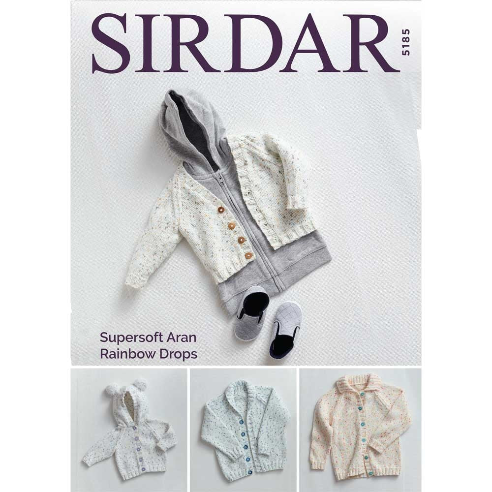 Sirdar Supersoft Aran Rainbow Drops Pattern 5185 - Cardigans