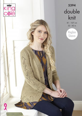 King Cole Finesse Cotton Silk DK Pattern 5394 - Cardigan & Sweater