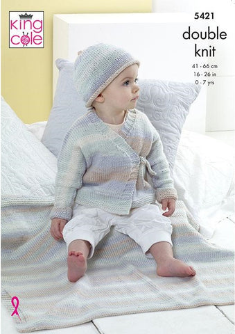 King Cole Beaches DK Pattern 5421 - Cardigan, Hat & Blanket