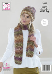 King Cole Explorer Super Chunky Pattern  - 5455 Sweater, Hat & Scarf