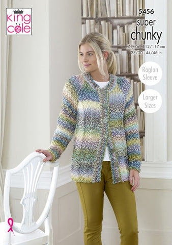 King Cole Explorer Super Chunky Pattern  5456 - Cardigan, Scarf, Hat & Wrist Warmers