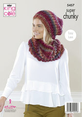 King Cole Explorer Super Chunky Pattern  5457 - Cardigan, Hat & Cowl