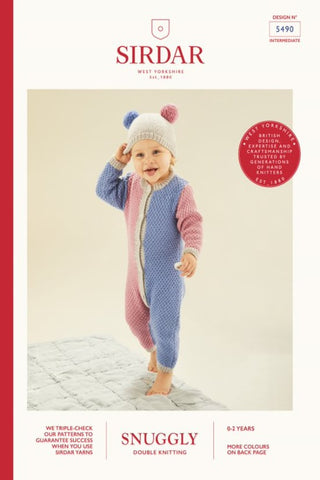 Sirdar Snuggly DK Pattern 5490 - Romper Suit & Hat
