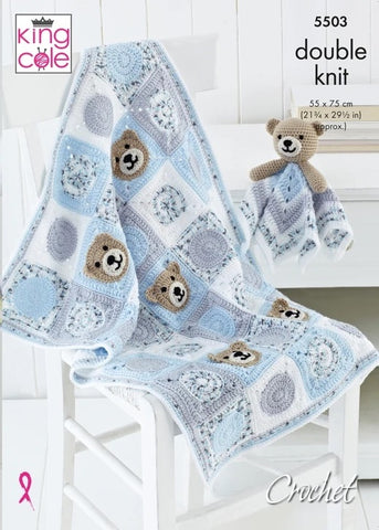 King Cole Cherished DK & Cherish Dash DK Pattern 5503 - Baby Blankets & Comforter Toys