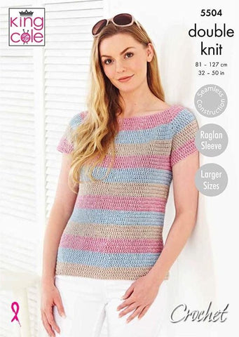 King Cole Cotton Top DK Pattern 5504 - Top & Cardigan