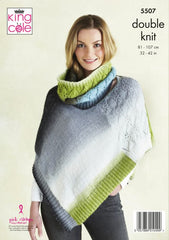 King Cole Curiosity DK Pattern 5507 - Ponchos & Snood