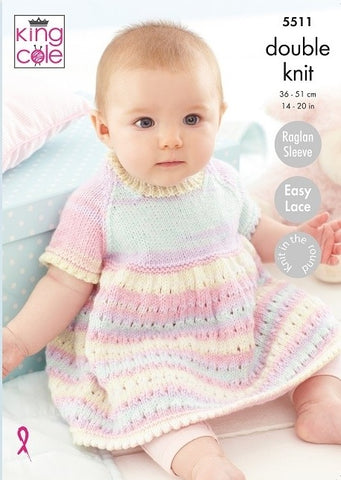 King Cole Beaches DK Pattern 5511- Dress, Matinee Coat & Blanket
