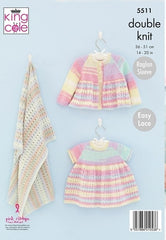 King Cole Beaches DK Pattern 5511- Dress, Matinee Coat & Blanket