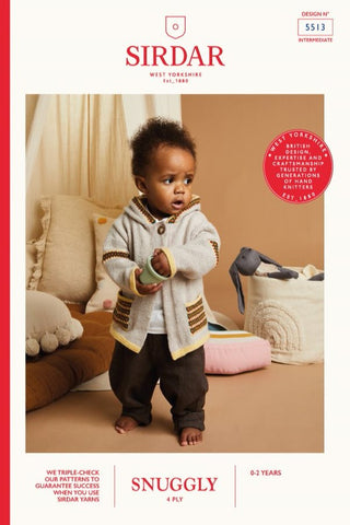 Sirdar Snuggly 4 Ply Pattern 5513 - Hippy Hooded Cardi