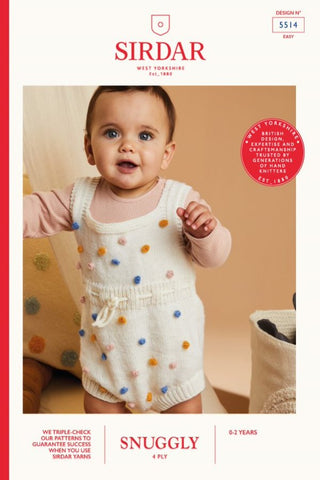 Sirdar Snuggly 4 Ply Pattern 5514 - Spotty Dotty Romper