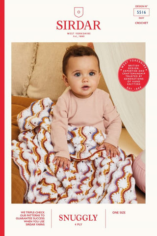 Sirdar Snuggly 4 Ply Pattern 5516 - FLower Power Crochet Blanket