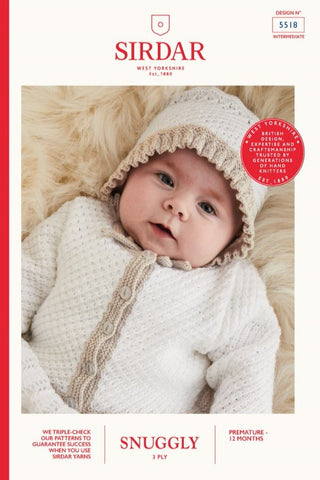 Sirdar Snuggly 3 Ply Pattern 5518 - Ruffle Cardi & Bonnet