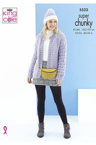 King Cole Timeless Super Chunky Pattern 5523 - Cardigans & Hats