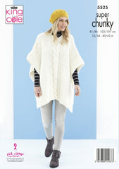 King Cole Timeless Super Chunky Pattern 5525 - Ponchos & Hat