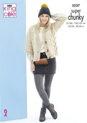 King Cole Timeless Super Chunky Pattern 5527 Sweater, Cardigan & Hat