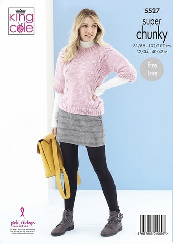 King Cole Timeless Super Chunky Pattern 5527 Sweater, Cardigan & Hat