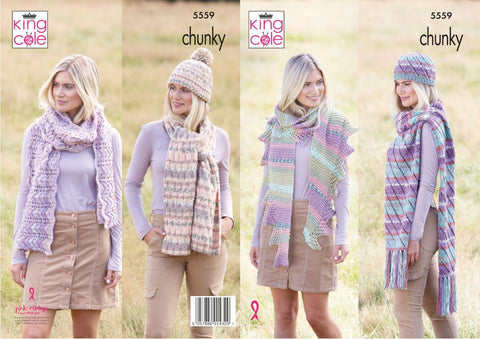 King Cole Drifter Chunky Pattern 5559 - Hats & Scarves