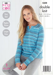 King Cole Island Beaches DK Pattern 5608 - Sweater & Cardigan