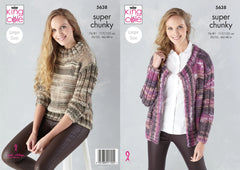 King Cole Quartz Super Chunky Pattern - 5638 Sweater & Cardigan